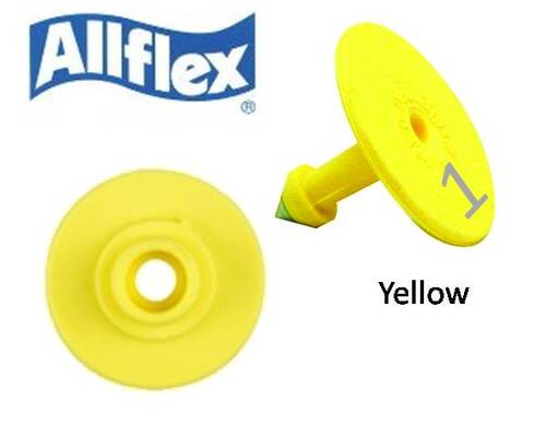 Allflex有釘耳牌#1+#2(黃001-100)  |豬/Swine|辨識系列|Allflex有釘耳牌