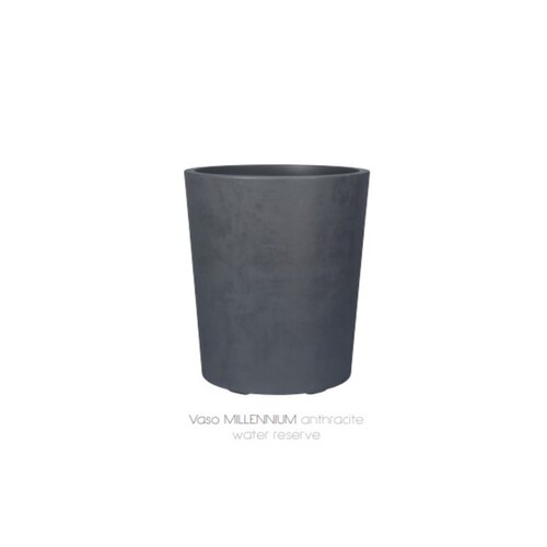 VMA-53 ​​​​​​​塑料-粗面高盆-有孔塞-碳黑  |傑達園藝棋盤花園|Deroma 帝羅馬-義大利陶盆 |塑膠盆